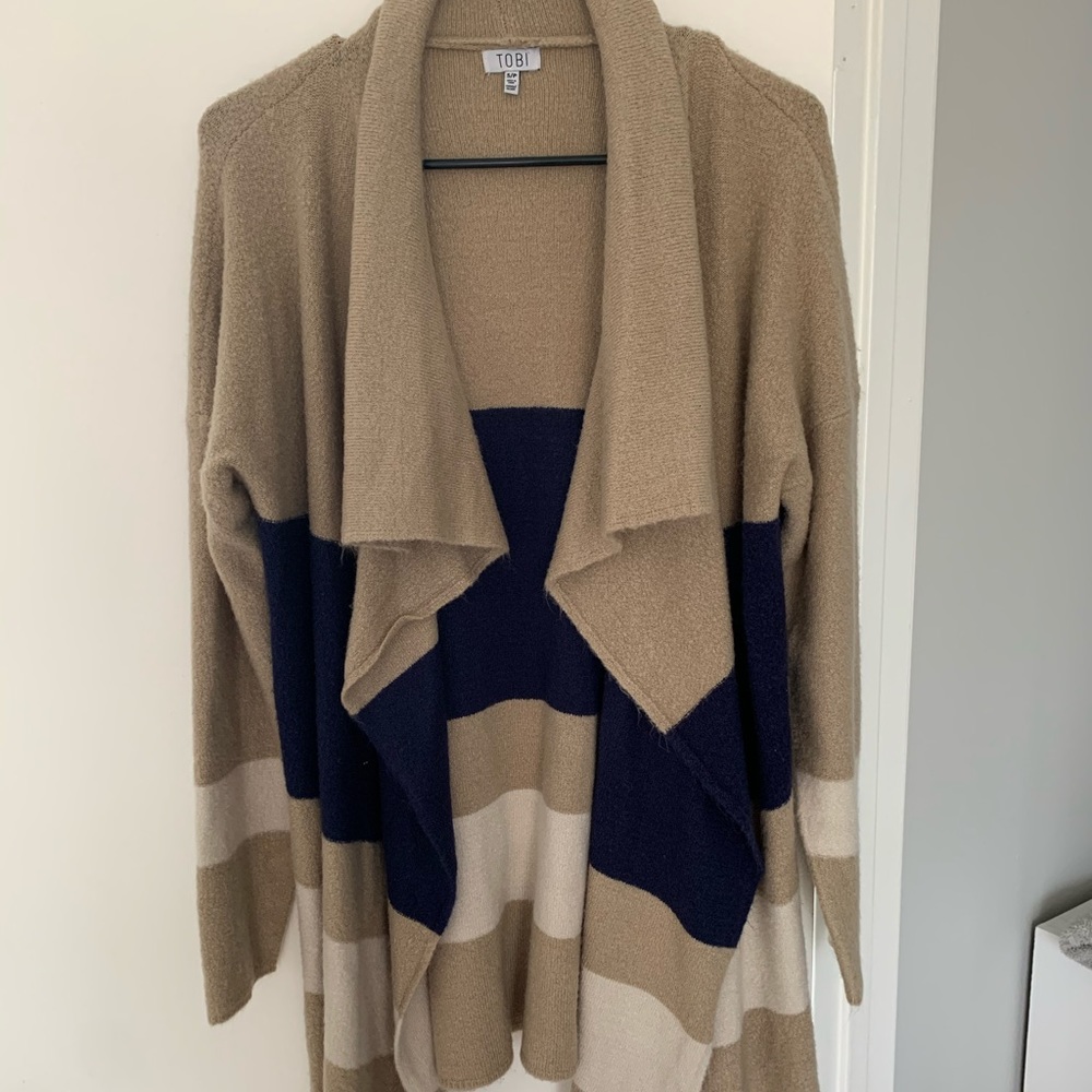 Beige and Blue Cardigan